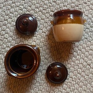 McCoy style ceramic pottery crocks with lid